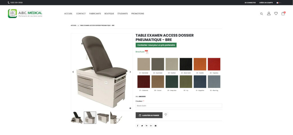 capture d'un produit abc-medical.com